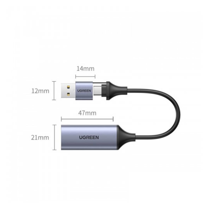 USB Capture HDMI, live streaming 1080P HDMI to USB 2.0, Type-C Ugreen 40189 cao cấp