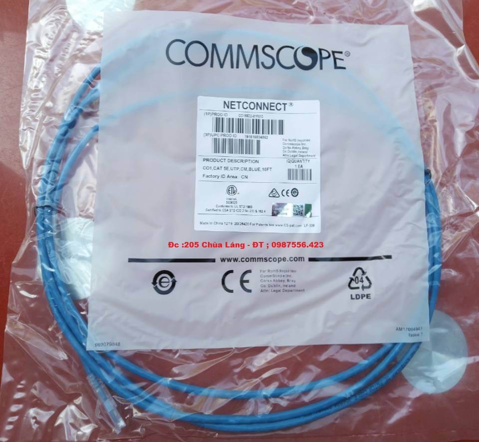 Dây nhẩy, dây patch cord UTP Ca5e dài 2m Commscope PN:1859239-7
