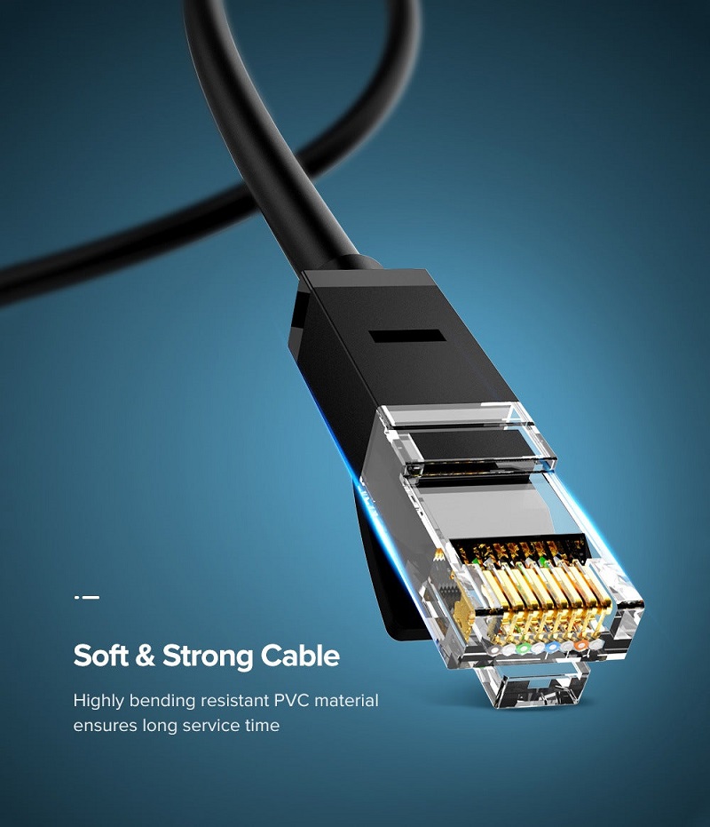 Dây mạng LAN Ethernet CAT6 1000Mbps UGREEN 20168 - màu Đen 30M bản dây tròn
