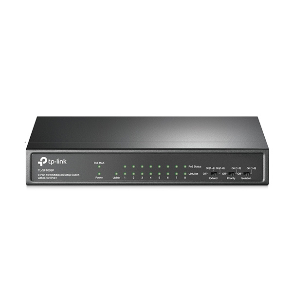 Thiết bị chia mạng, Switch TP-SF1009P Để Bàn 9 Cổng 10/100Mbps với 8 Cổng PoE+