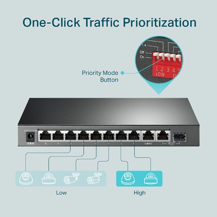 Switch chia mạng 10-Port Gigabit Desktop Switch with 8-Port PoE+, Switch TL-SG1210MP