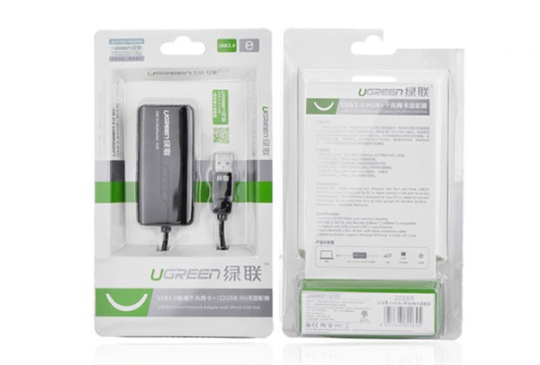 Bộ chia 3 cổng USB 3.0 tich hợp cổng Mạng Gigabit Ugreen 20265