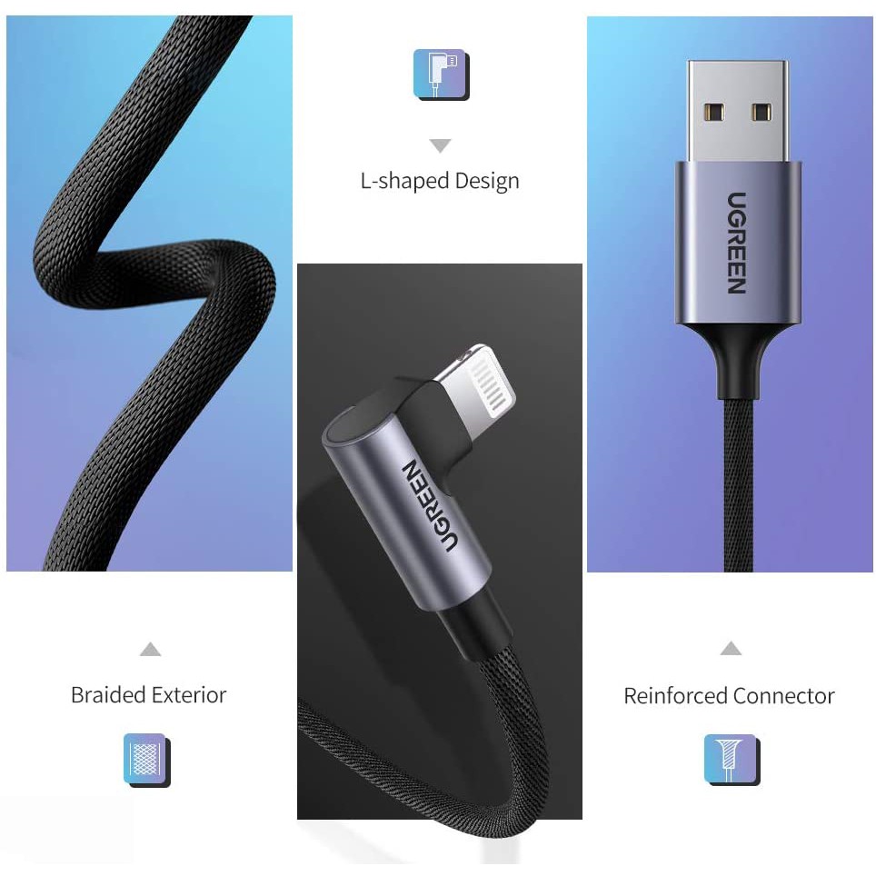 Cáp Sạc Truyền Dữ Liệu USB Lightning 2.4A dài 1M Ugreen 60521 chuyên Dụng Cho Iphone