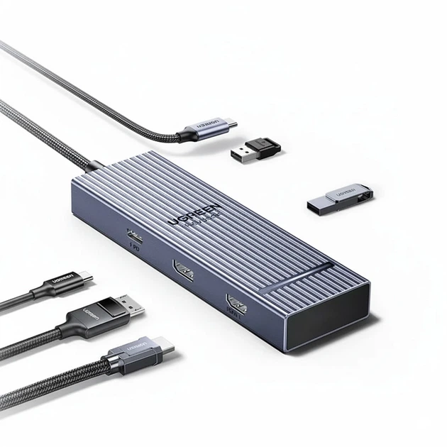 Ugreen hub chuyển đổi 7 in 1 Type-C 8k30Hz 1 USB-c,1HDMi,1Display, 1 USB A5Gb, 3USSB A 480Mbps, 1PD