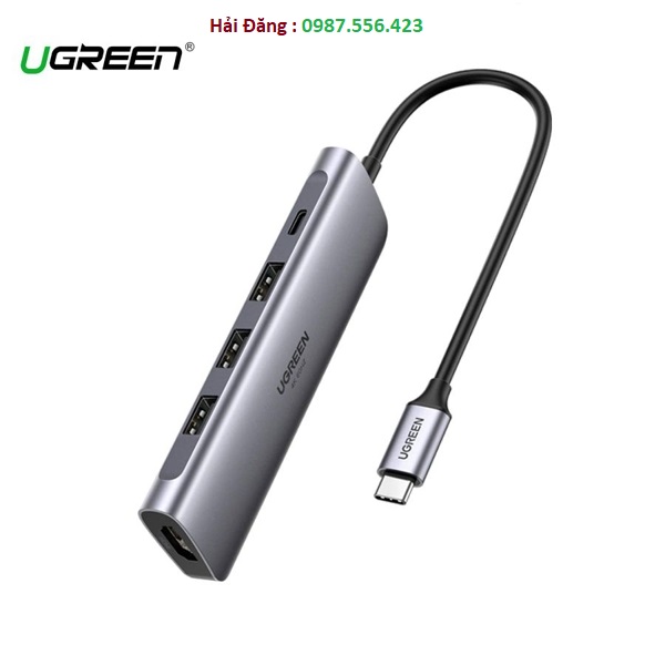 Cáp  USB type-C sang HDMI 4K@60Hz/ Hub USB 3.0/ sạc PD 100W Ugreen 70495