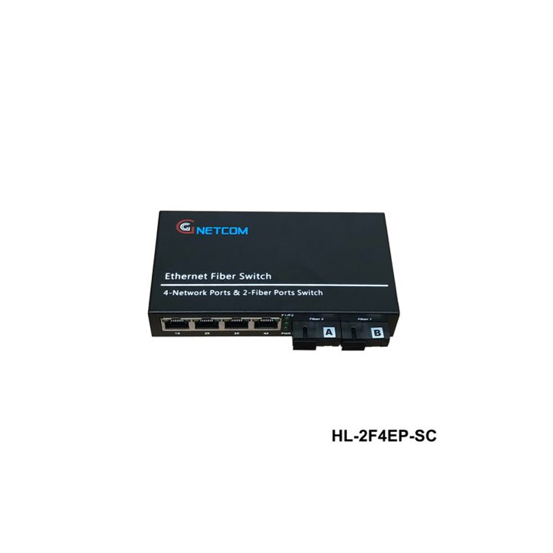 Switch Quang 2 cổng quang 4 Cổng POE 10/100M thương hiệu HO-LINK HL-2F4EP-SC