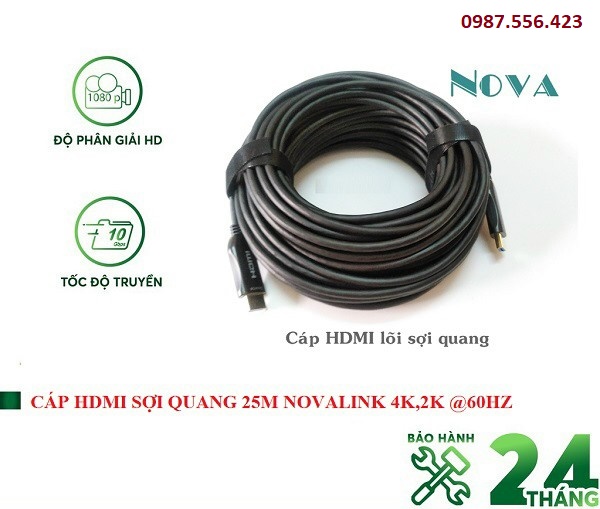 Cáp HDMI 2.0 dài 30m lõi quang chính hãng Novalink 32012