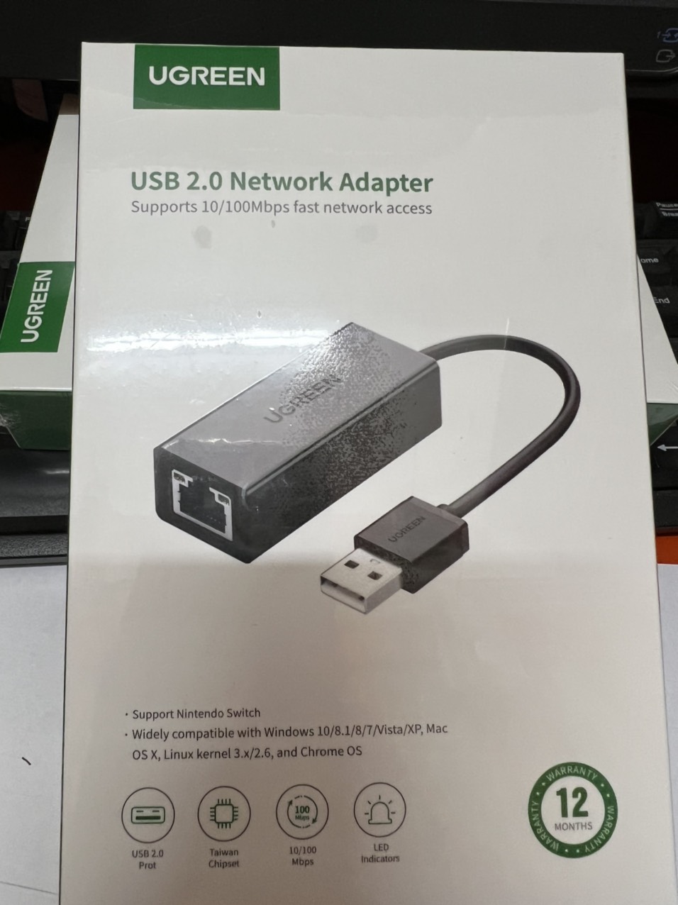 Cáp USB  To Lan chuẩn 2.0 tốc độ 10/100 Mbps Chính hãng Ugreen 20254