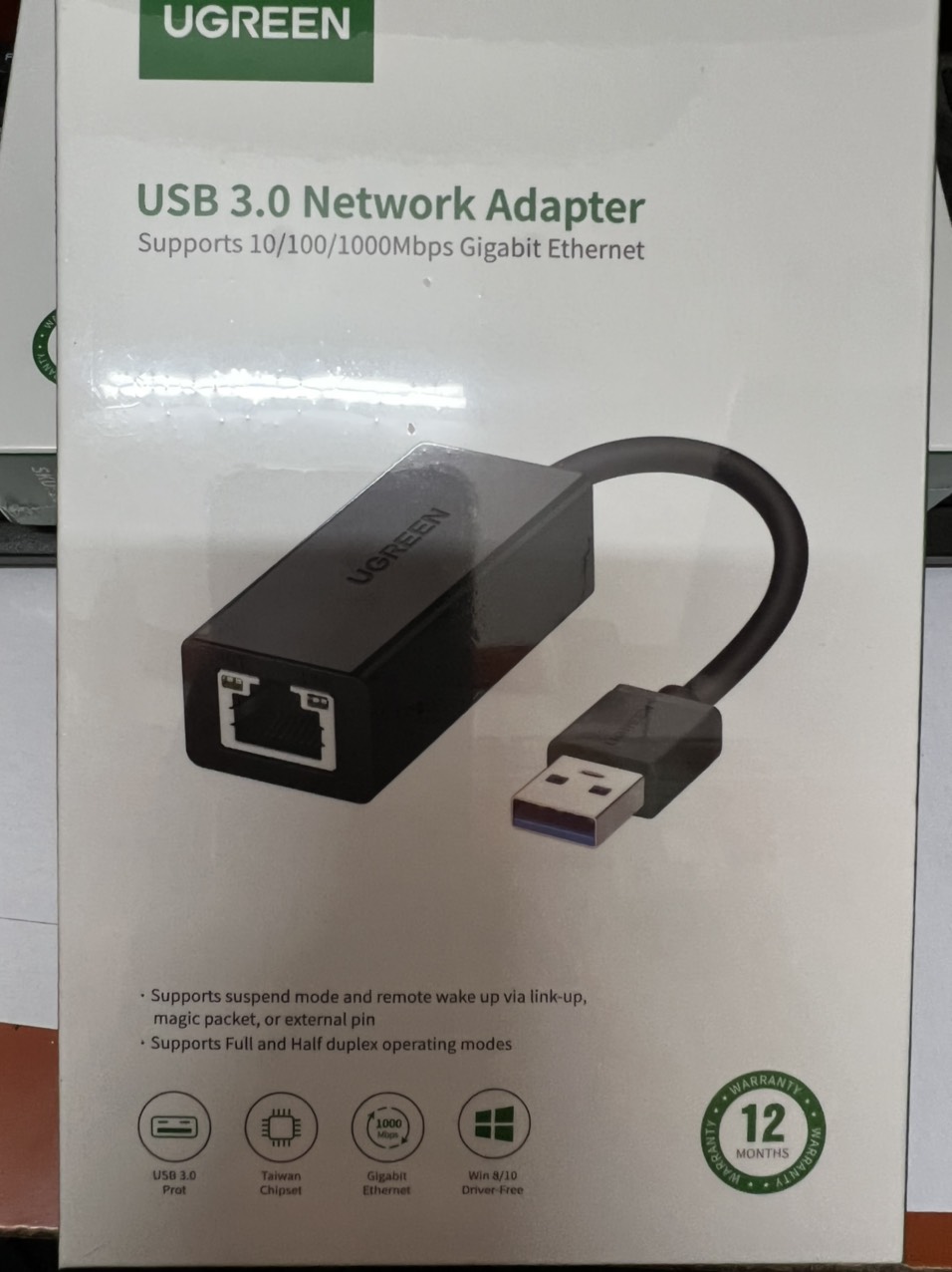 Cáp chuyển đổi USB 3.0 sang LAN chuẩn Gigabit Chính hãng Ugreen 20256