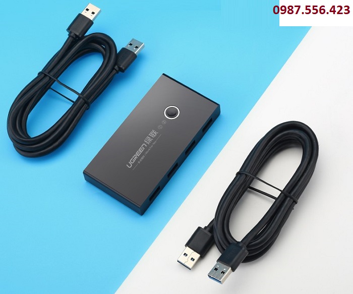 Bộ chia sẻ máy in USB 3.0 từ 4 thiết bị vào 2 máy tính chính hãng Ugreen 30768