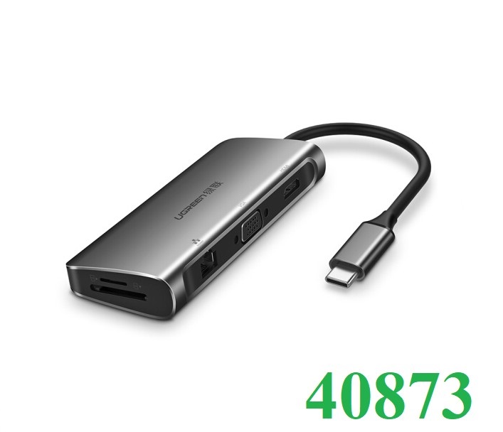 USB type-C to HDMI/VGA/ Hub USB 3.0/ SD/TF/Lan Gigabit chính hãng Ugreen 40873