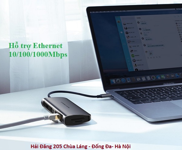 USB type-C to HDMI/VGA/ Hub USB 3.0/ SD/TF/Lan Gigabit chính hãng Ugreen 40873