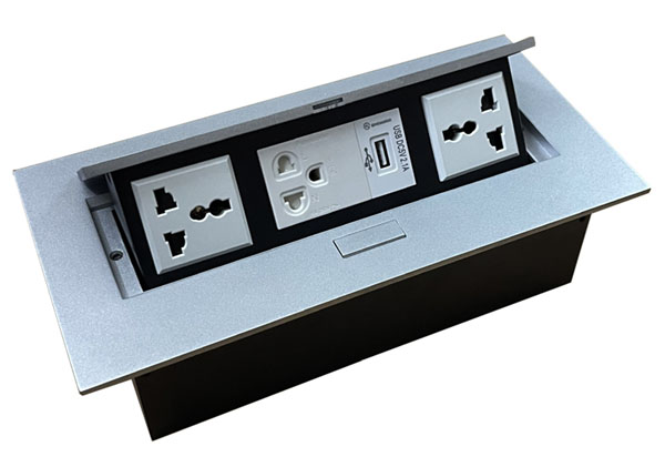 Ổ Cắm Âm Bàn STS-212S Sinoamigo - 5 Modules Đa Năng, Hợp Kim Nhôm Cao Cấp