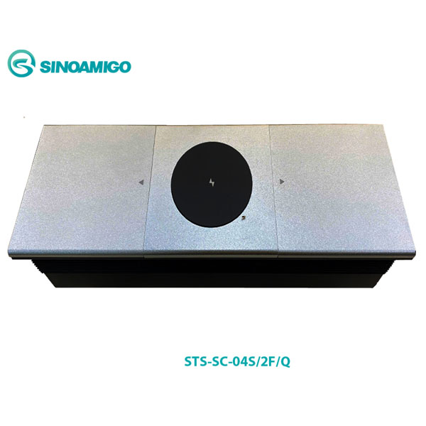 Hộp Ổ Điện Âm Bàn Nắp Trượt STS-SC-04S/2F/Q Sinoamigo - Vỏ Nhôm Cao Cấp, 2 Module Tiện Ích