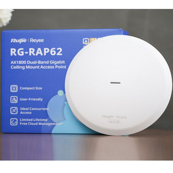 Bộ Phát WiFi RUIJIE REYEE RG-RAP62 Ốp Trần WiFi 6 AX1800Mbps