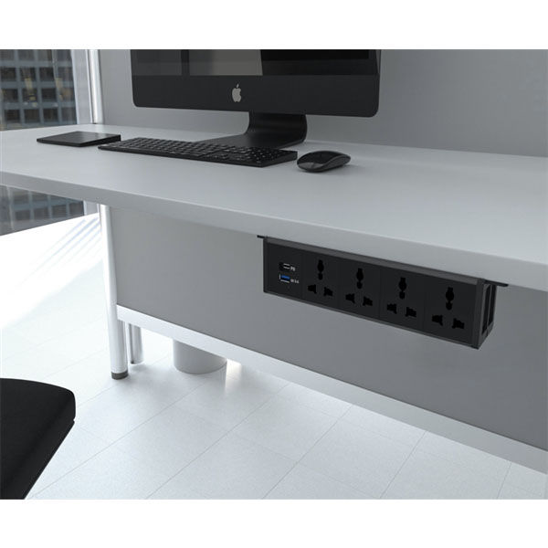 Hộp Ổ Điện Gắn Gầm Bàn Sinoamigo STS-HG60B-5 - Dài 60cm, Tích Hợp Điện & Dữ Liệu, Lắp Dưới Bàn