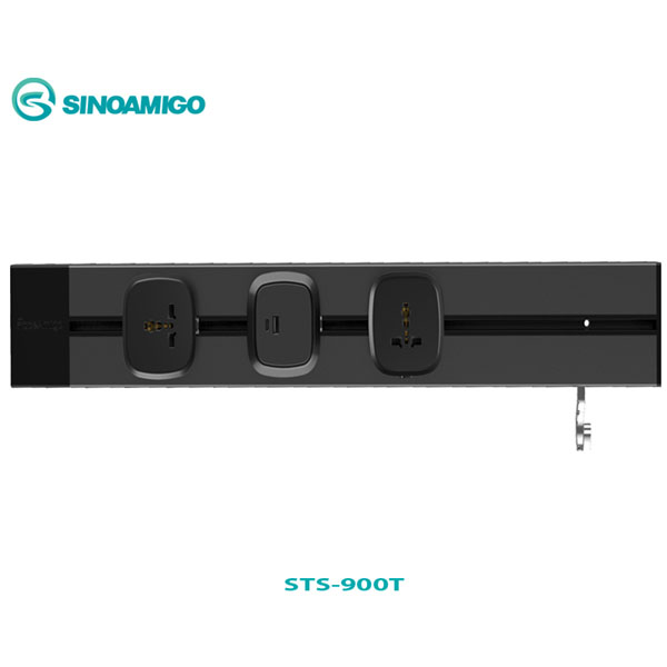 Thanh Ray Âm Bàn/Tường Sinoamigo SPT-MB-60 - Dài 60cm, Nhôm Màu Đen, Lắp Module Điện - Mạng
