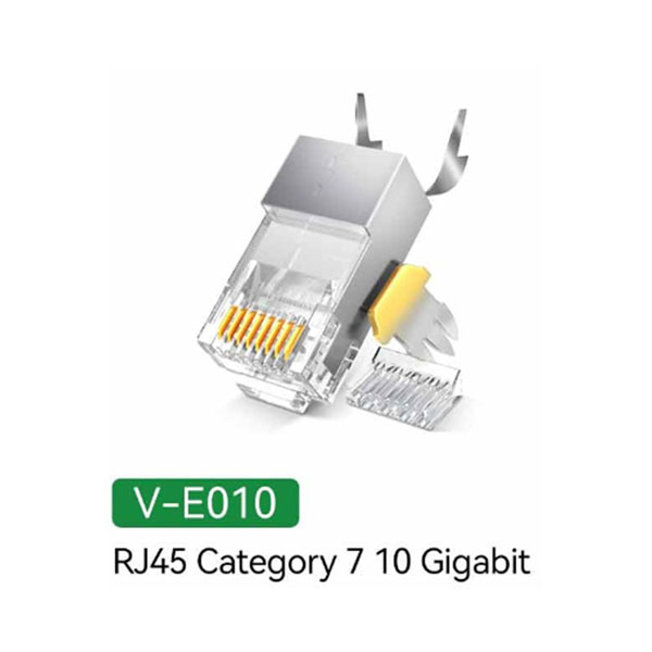 Hạt Mạng RJ45 CAT7 Veggieg V-E010 - Đầu Bấm Cao Cấp, Hỗ Trợ Tốc Độ 10Gbps, Dành Cho Mạng Chuyên Nghi