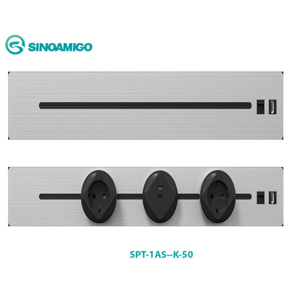 Thanh Ray Lắp Điện Âm Bàn Sinoamigo SPT-1AB-50-K - Dài 50cm, Màu Đen, Kim Loại Cao Cấp