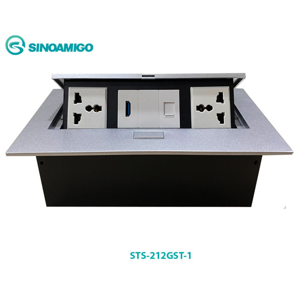 Hộp Ổ Điện Âm Bàn Sinoamigo STS-212GST-1 - 5 Modules, Hợp Kim Nhôm Cao Cấp, Chính Hãng
