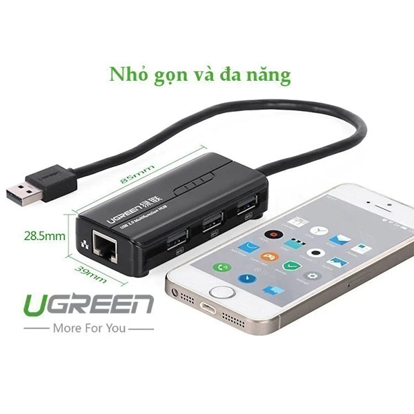 Hub USB 3.0 UGREEN CR103 - 3 Cổng USB + LAN Gigabit, Tốc Độ Cao, Tương Thích Laptop & MacBook