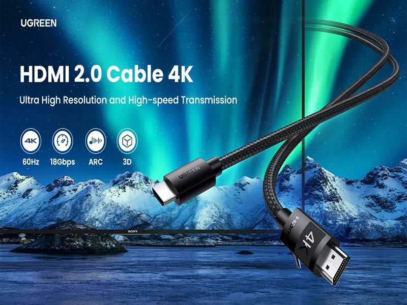 Cáp HDMI 1.4 Ugreen 40104 10M 4K bọc nylon cao cấp