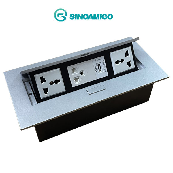 Hộp Ổ Điện Âm Bàn Sinoamigo STS-212GST-1 - 5 Modules, Hợp Kim Nhôm Cao Cấp, Chính Hãng