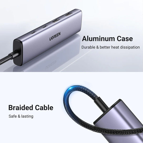 Ugreen 15395 - Hub Type-C 2 USB-A 3.0 & 2 USB-C chính hãng