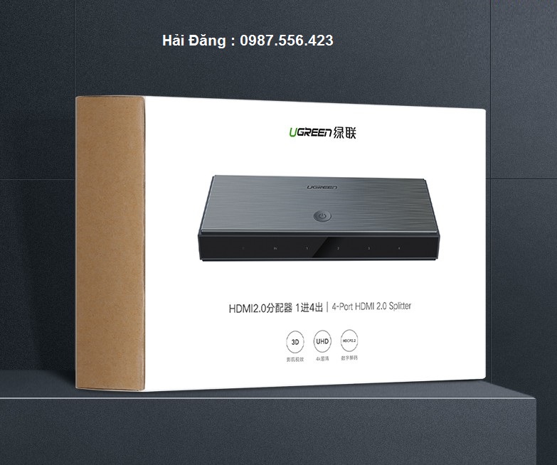 Bộ Chia cổng HDMI 2.0 4K60Hz 1 ra 4  Ugreen 50708 chính hãng