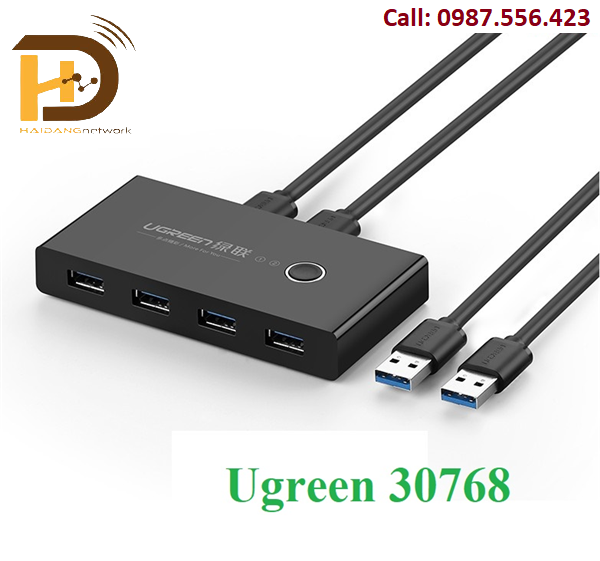 Bộ chia sẻ máy in USB 3.0 từ 4 thiết bị vào 2 máy tính chính hãng Ugreen 30768