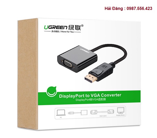 Cáp chuyển đổi Displayport sang VGA  Ugreen 20415 chính hãng