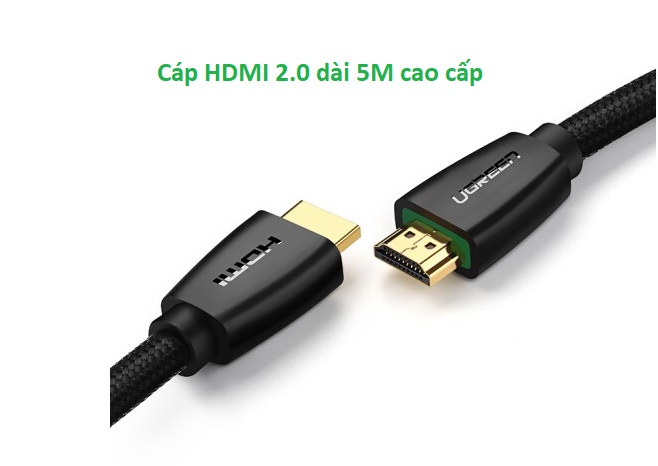 Cáp HDMI chuẩn 2.0 dài 5m Ugreen 40412 chính hãng hỗ trợ full HD 4Kx2K