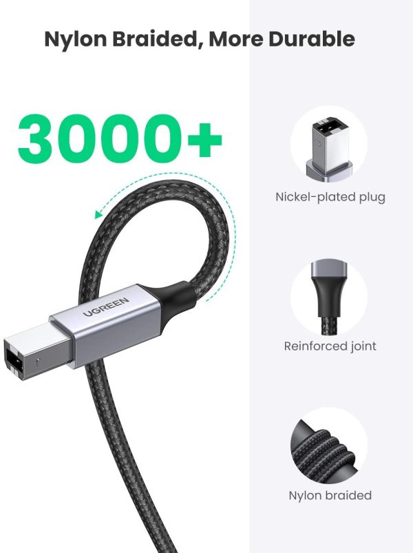 Cáp máy in Ugreen 80802 USB A to B 1.5m dây dù bền bỉ