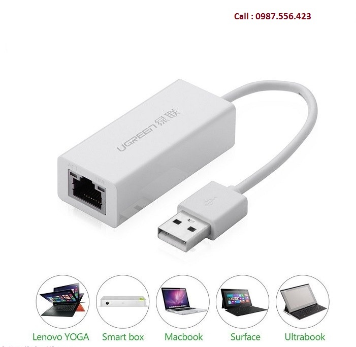 Cáp USB 2.0 to Lan Ugreen 10/100 Mbps chính hãng Ugreen 20253