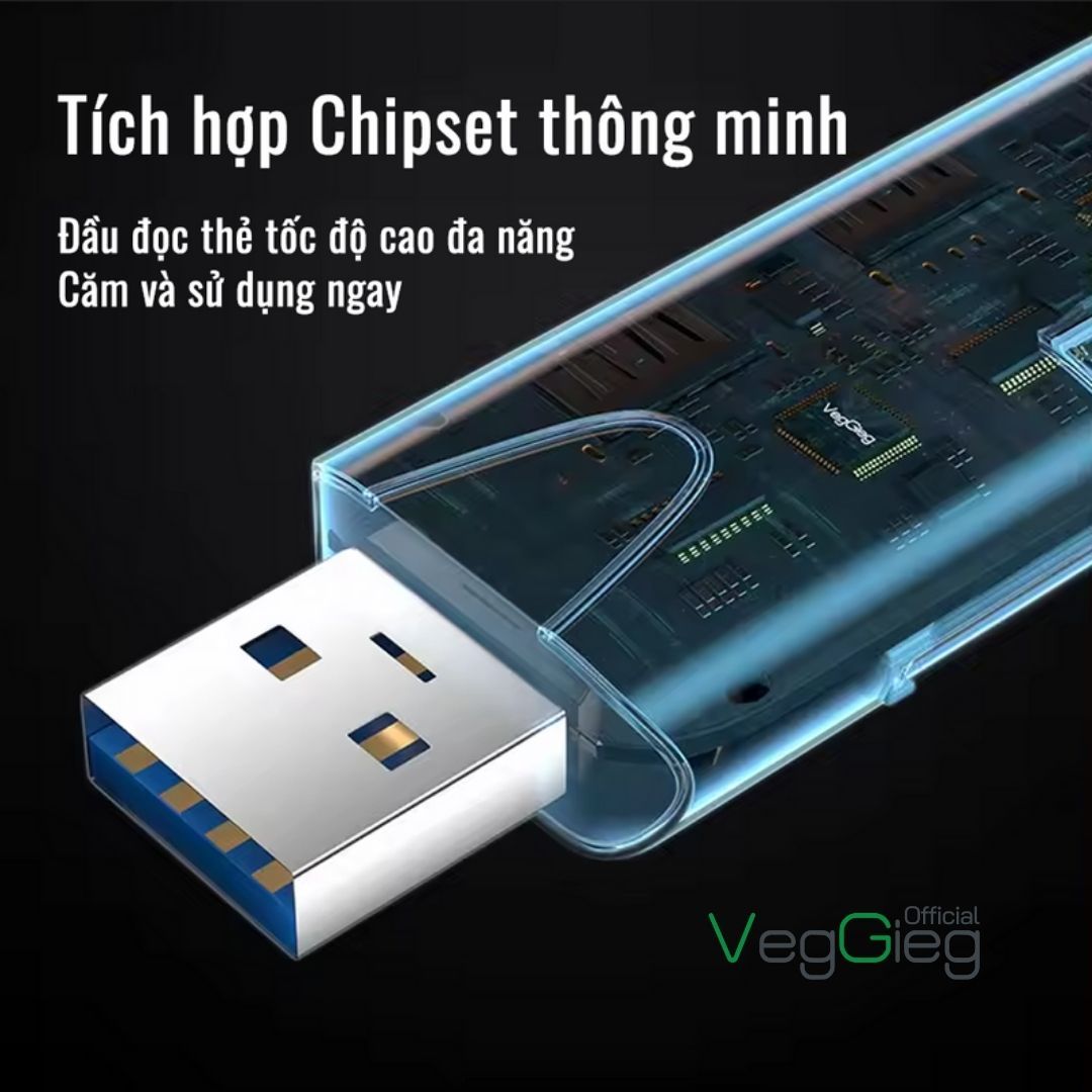 Đầu Đọc Thẻ Nhớ Đa Năng USB/Type-C 2in1 V-C305 Chính Hãng