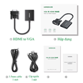 Cáp chuyển đổi VGA sang HDMI+Audio 1080P 4k 60Hz Ugreen 50945 cao cấp