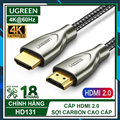 Cáp HDMI 2.0 Carbon 2m chuẩn 4K@60MHz Ugreen 50108 mạ vàng cao cấp