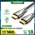 Cáp HDMI 2.0 Carbon 3m chuẩn 4K@60MHz Ugreen 50109 mạ vàng cao cấp