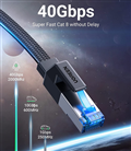 Cáp mạng CAT8  Ugreen 40169 cao cấp đúc sẵn dài 1M tốc độ 40Gbps 2000Mhz 26AWG U
