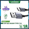 Cáp sạc nhanh 20W đầu USB 2.0 qua Type C, cáp Ugreen 60116 chính hãng, cáp sạc c