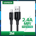 Cáp sạc nhanh truyền dữ liệu USB 2.4A sang Apple Lightning dài 2M Ugreen 20370 c