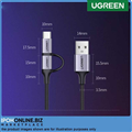 Cáp UGREEN 30875 USB-A to Micro USB + Type-C 1m (Đen) - Đa Năng, Bền Bỉ, Hỗ Trợ 