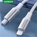 Cáp UGREEN 70523 USB-C to Lightning 1m (Bạc) - Vỏ Nhôm Bện Cao Cấp, Sạc Nhanh PD