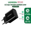 Củ sạc nhanh Ugreen 10191 PD USB-C 20W UGREEN chân tròn EU (Đen)