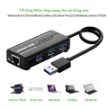 Hub USB 3.0 UGREEN CR103 - 3 Cổng USB + LAN Gigabit, Tốc Độ Cao, Tương Thích Lap