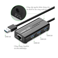 Hub USB 3.0 UGREEN CR103 - 3 Cổng USB + LAN Gigabit, Tốc Độ Cao, Tương Thích Lap