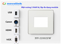 Mặt nạ wallplate vuông 2 ( đôi ) dùng cho nhân mạng, thoại, HDMI, USB Novalink N