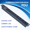 Thanh Nguồn PDU Đa Năng 12 Ổ Cắm 3 Chân 2P/32A - 220V/3200W, Có Đèn Cảnh Báo An 
