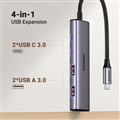 Ugreen 15395 - Hub Type-C 2 USB-A 3.0 & 2 USB-C chính hãng