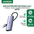 Ugreen 60719 Hub USB 3.0 to 3 USB 3.0 + LAN Gigabit Cao Cấp